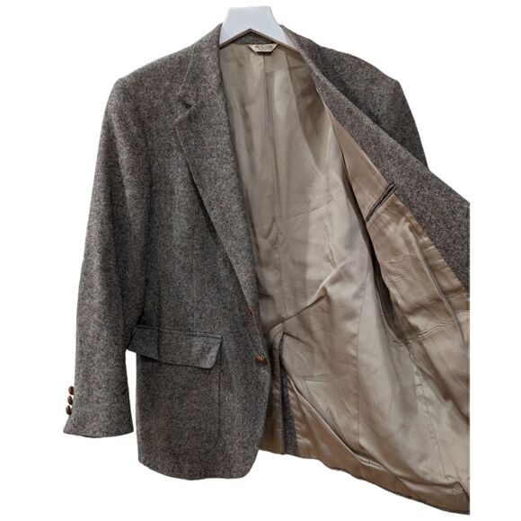 Charles Klein Wool Brown Two Button Blazer Chestnut Button Patch Elbows Size 40S - Picture 7 of 11